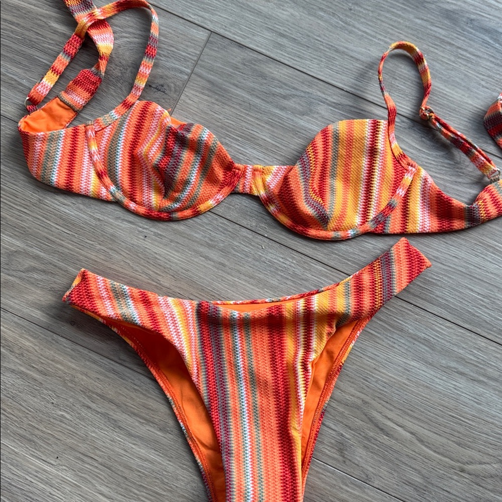 Monday Swimwear Sardinia Stripe Capri top (L) & Byron bottom (M)